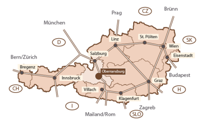 Austria map - Flachau Austria map - Flachau
